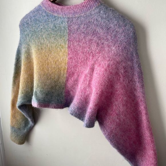 Aritzia Wilfred Free multicoloured alpaca/wool extremely cropped sweater - Picture 5 of 11